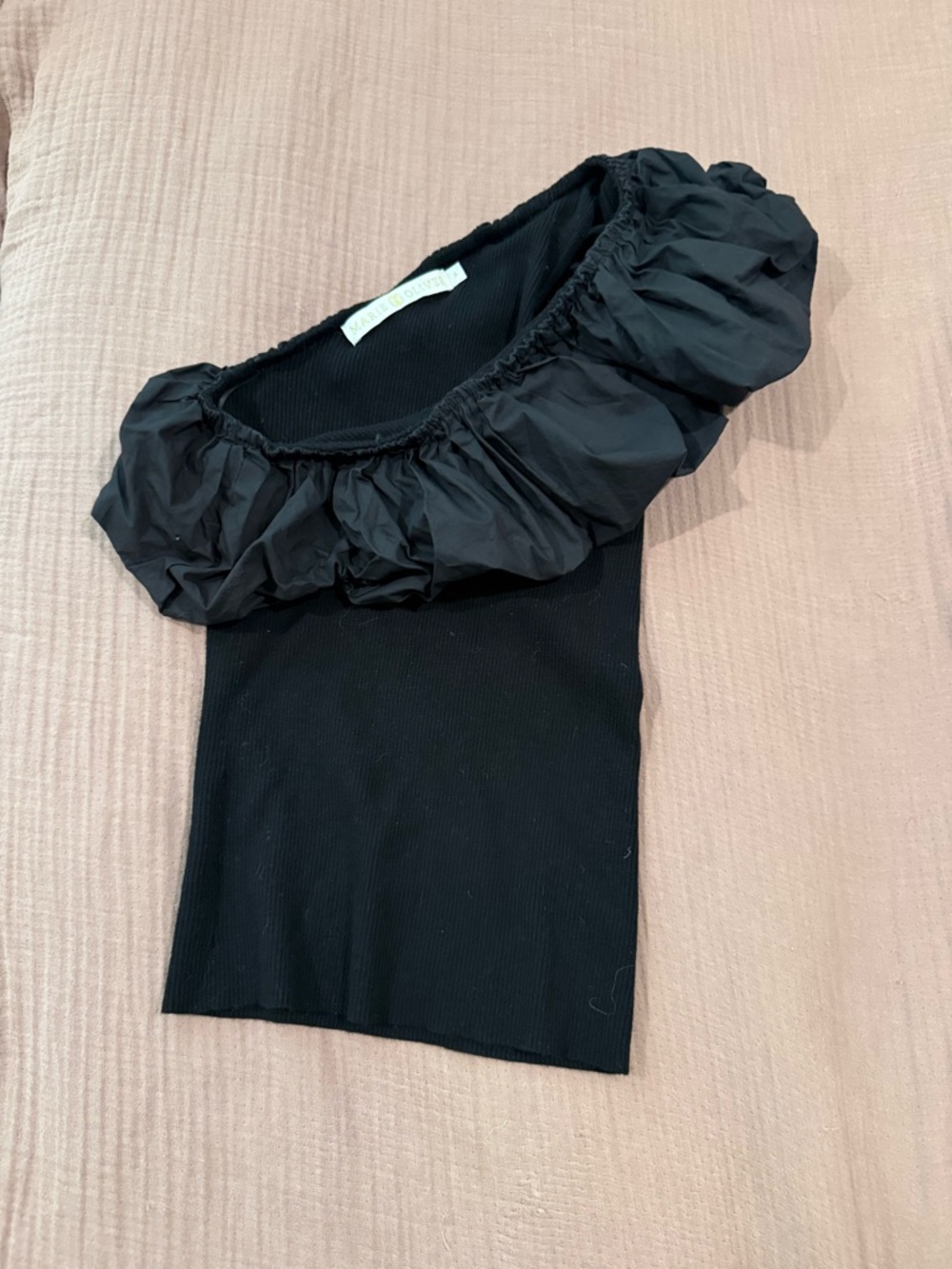 NWOT Marie Oliver Black One-Shoulder Ruffle Top